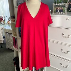NWT Red Zara Ribbed T-Shirt Dress